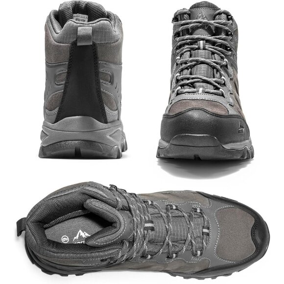 NORTIV 8 Men\'s Hiking Boots Mid Trekking Mountaineering Shoes Dark Grey